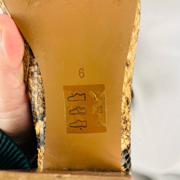 Madewell Fiona Snakeskin Embossed Leather Tan Stacked Heel Ankle Boot Size 6 - Picture 6 of 10